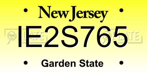 IE2S765 New Jersey License Plate