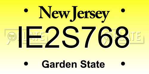 IE2S768 New Jersey License Plate