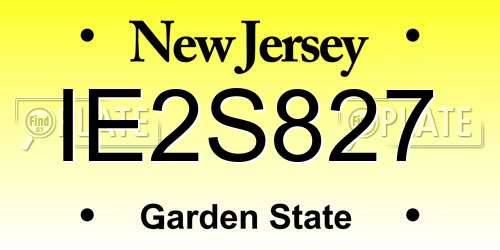 IE2S827 New Jersey License Plate
