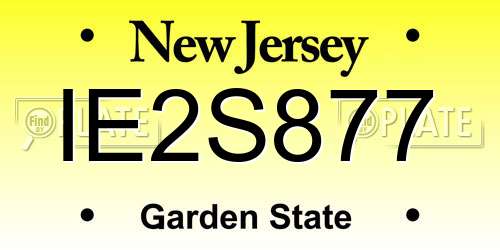 IE2S877 New Jersey License Plate