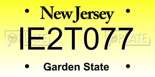 IE2T077 New Jersey License Plate