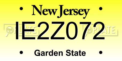 IE2Z072 New Jersey License Plate