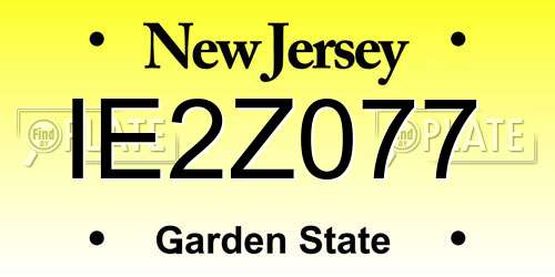 IE2Z077 New Jersey License Plate