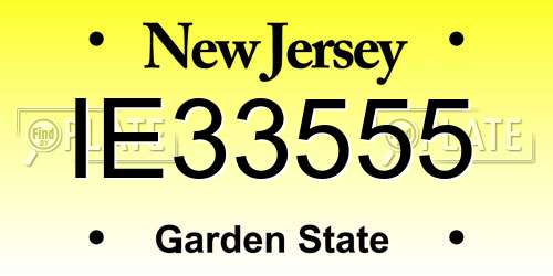 IE33555 New Jersey License Plate