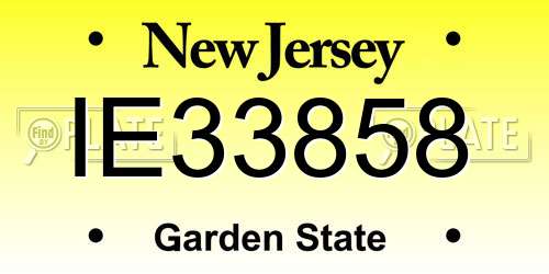 IE33858 New Jersey License Plate