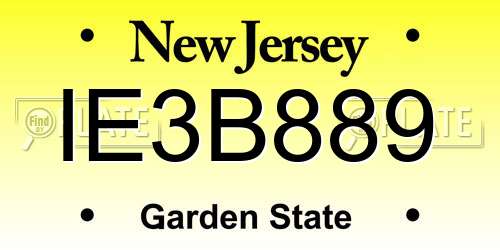 IE3B889 New Jersey License Plate