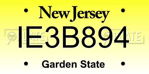 IE3B894 New Jersey License Plate
