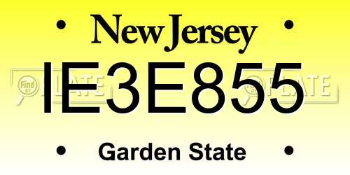 IE3E855 New Jersey License Plate
