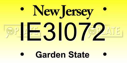 IE3I072 New Jersey License Plate