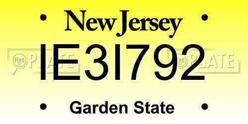 IE3I792 New Jersey License Plate