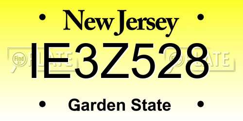 IE3Z528 New Jersey License Plate