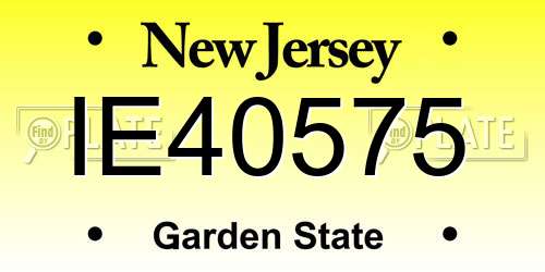 IE40575 New Jersey License Plate