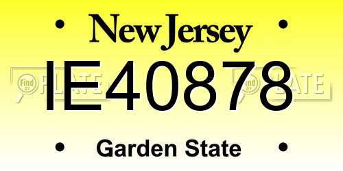 IE40878 New Jersey License Plate