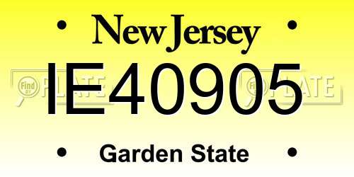 IE40905 New Jersey License Plate
