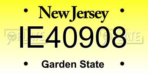 IE40908 New Jersey License Plate