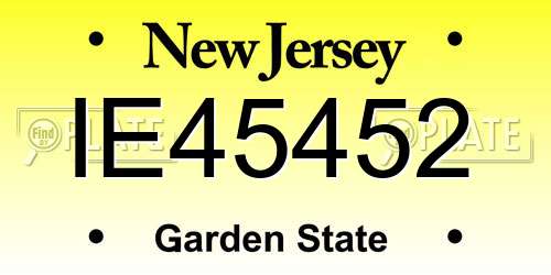 IE45452 New Jersey License Plate
