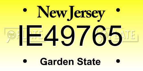 IE49765 New Jersey License Plate