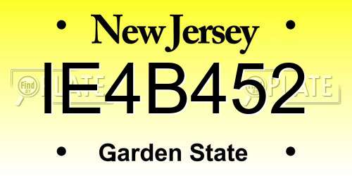IE4B452 New Jersey License Plate