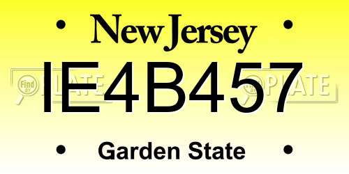 IE4B457 New Jersey License Plate