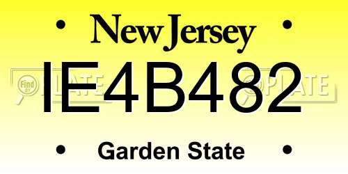 IE4B482 New Jersey License Plate