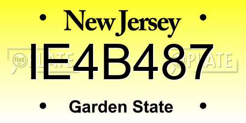 IE4B487 New Jersey License Plate