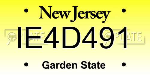IE4D491 New Jersey License Plate