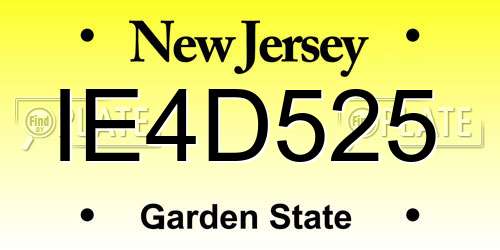 IE4D525 New Jersey License Plate