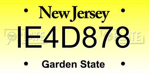IE4D878 New Jersey License Plate