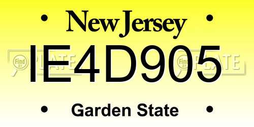 IE4D905 New Jersey License Plate