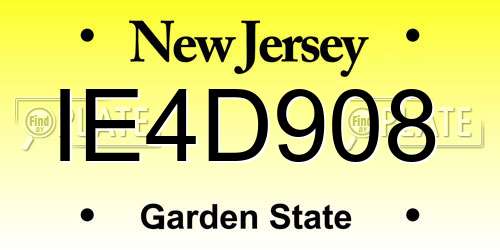 IE4D908 New Jersey License Plate