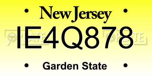 IE4Q878 New Jersey License Plate
