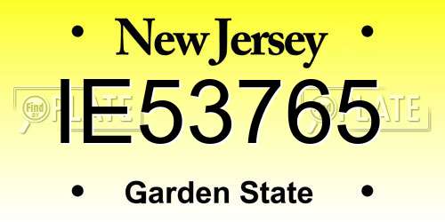 IE53765 New Jersey License Plate