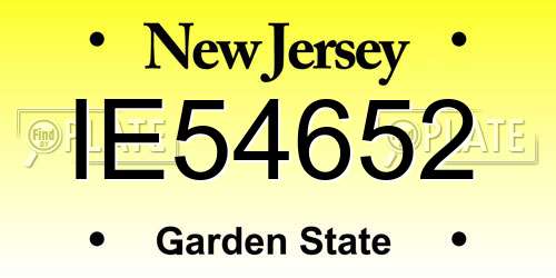 IE54652 New Jersey License Plate