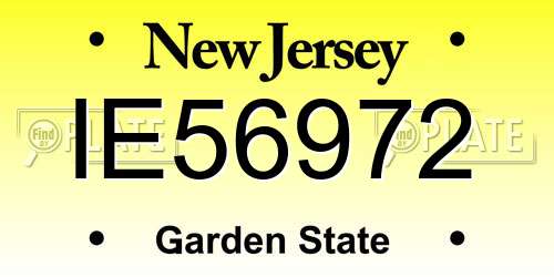 IE56972 New Jersey License Plate