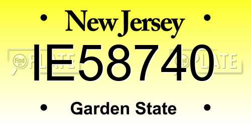 IE58740 New Jersey License Plate