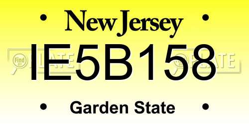 IE5B158 New Jersey License Plate