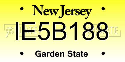 IE5B188 New Jersey License Plate
