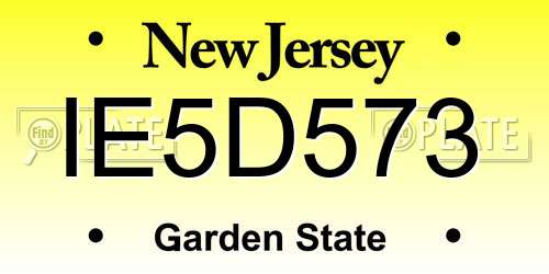 IE5D573 New Jersey License Plate