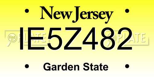 IE5Z482 New Jersey License Plate