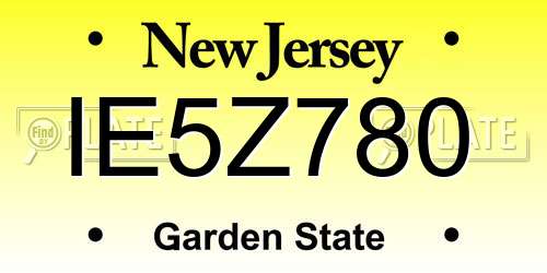 IE5Z780 New Jersey License Plate