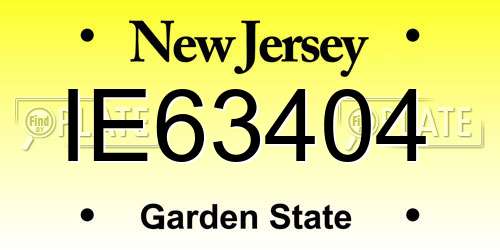IE63404 New Jersey License Plate