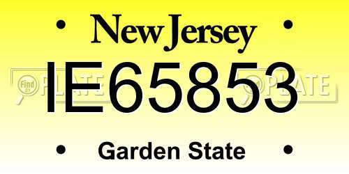 IE65853 New Jersey License Plate