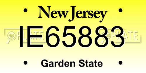 IE65883 New Jersey License Plate
