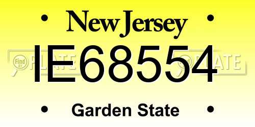 IE68554 New Jersey License Plate