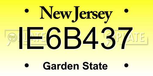 IE6B437 New Jersey License Plate