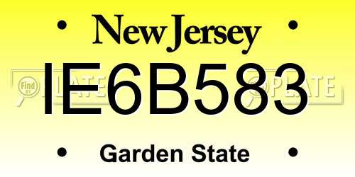 IE6B583 New Jersey License Plate