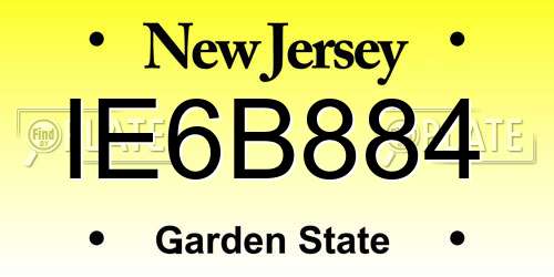 IE6B884 New Jersey License Plate