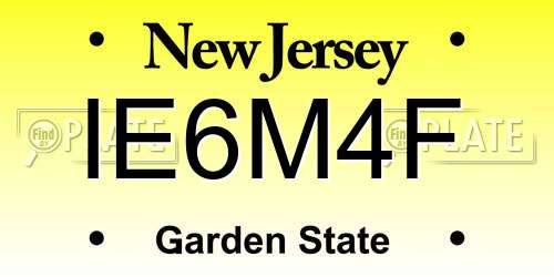 IE6M4F New Jersey License Plate