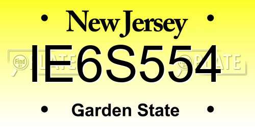 IE6S554 New Jersey License Plate