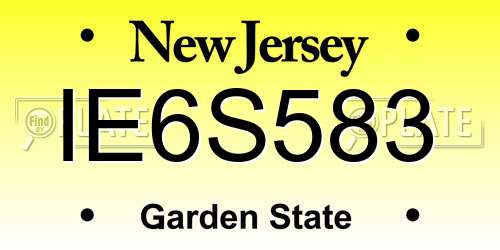 IE6S583 New Jersey License Plate
